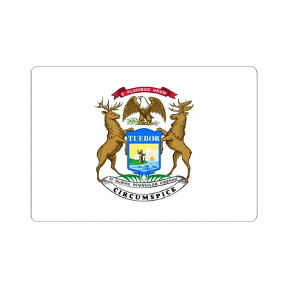 Flag of the Governor of Michigan (United States) STICKER Vinyl Kiss-Cut Decal 4 Inch White - The Sticker Space