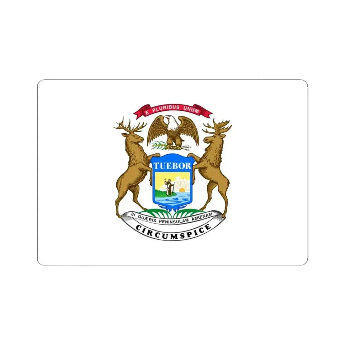 Flag of the Governor of Michigan (United States) STICKER Vinyl Kiss-Cut Decal 6 Inch White - The Sticker Space