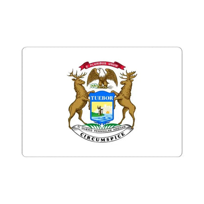 Flag of the Governor of Michigan (United States) STICKER Vinyl Kiss-Cut Decal 6 Inch White - The Sticker Space