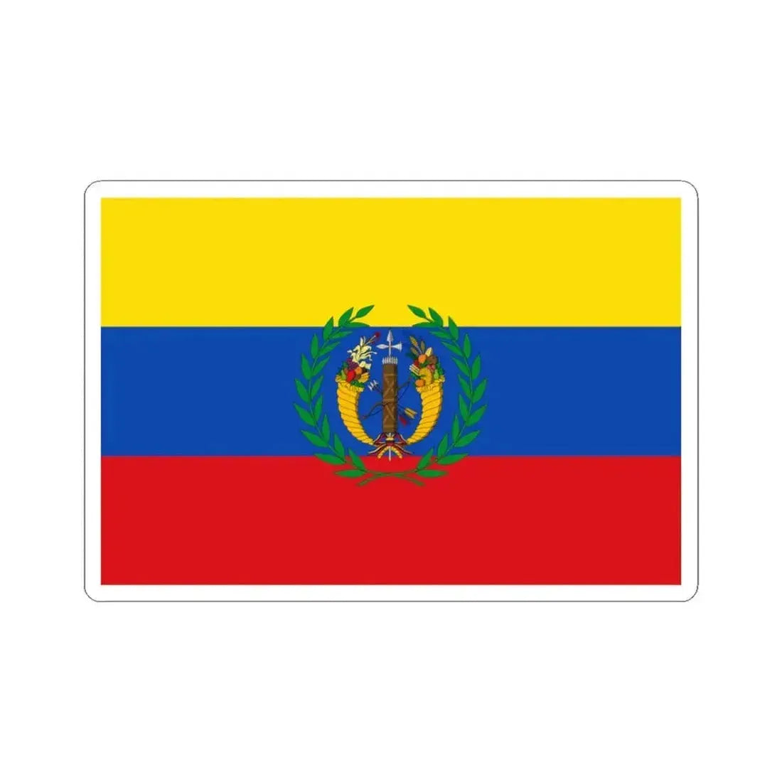 Flag of the Gran Colombia 1821-1830 version 1 (Colombia) STICKER Vinyl Kiss-Cut Decal 3 Inch White - The Sticker Space