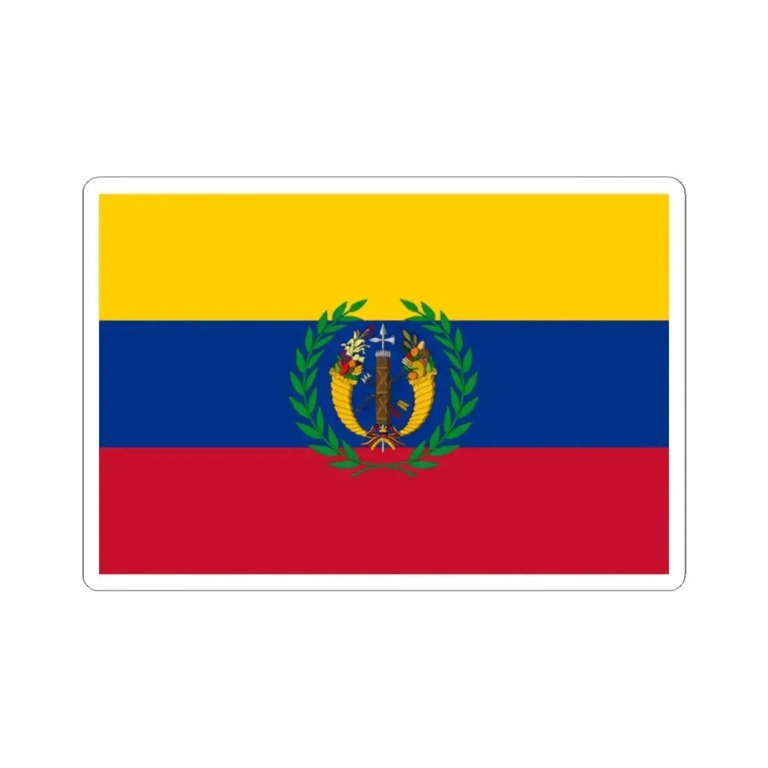 Flag of the Gran Colombia 1821-1830 version 1 recolor (Colombia) STICKER Vinyl Kiss-Cut Decal 2 Inch White - The Sticker Space