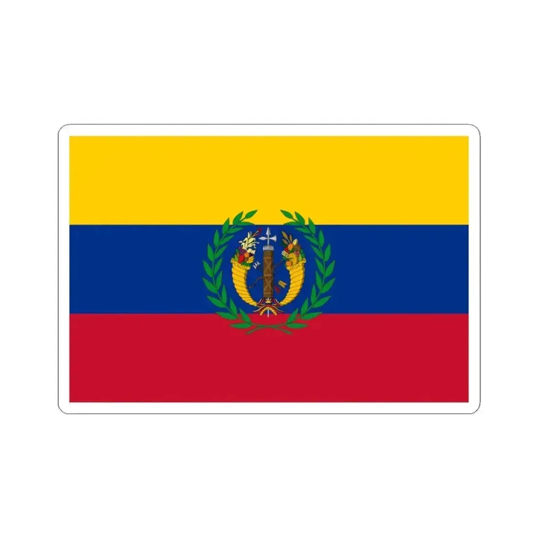 Flag of the Gran Colombia 1821-1830 version 1 recolor (Colombia) STICKER Vinyl Kiss-Cut Decal 3 Inch White - The Sticker Space