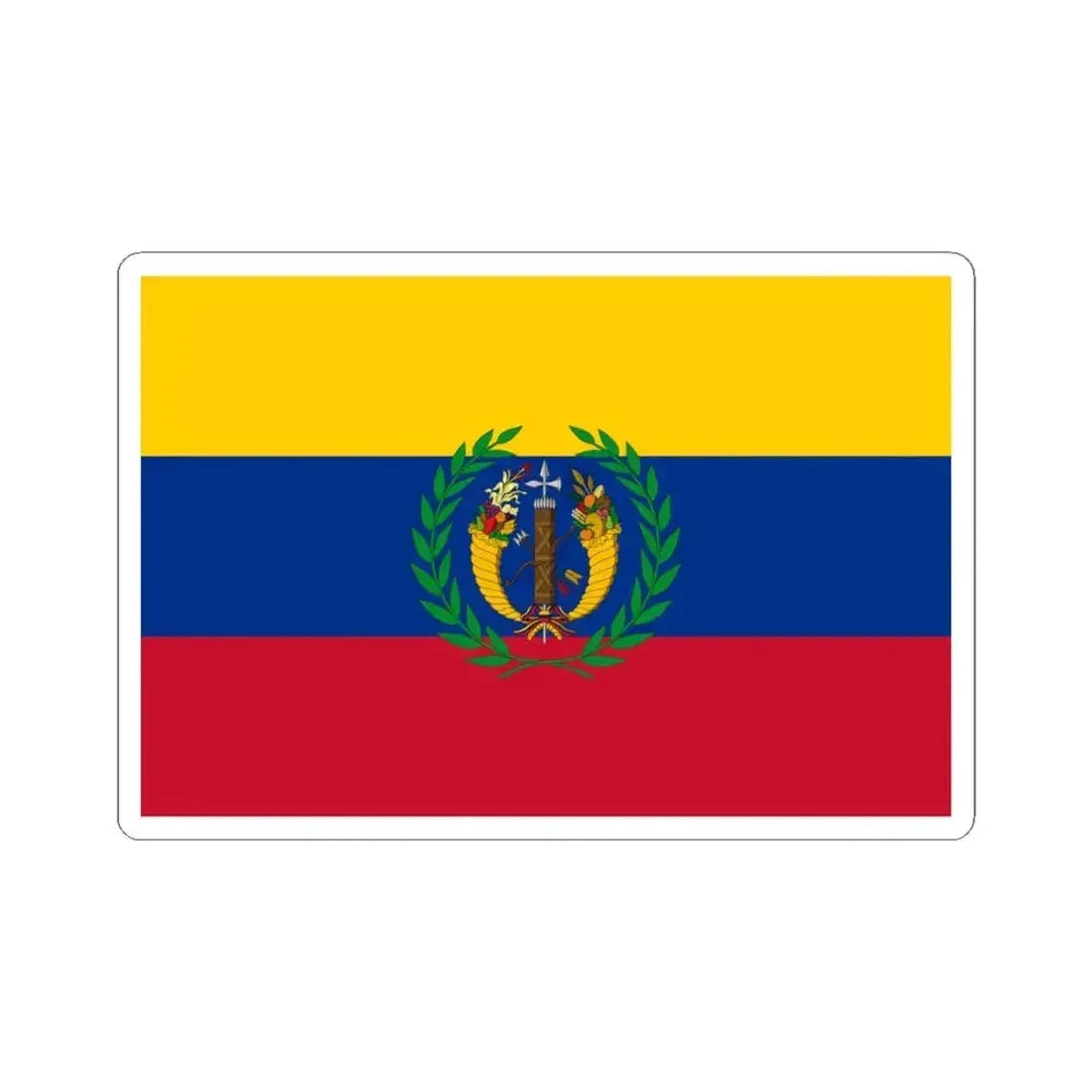 Flag of the Gran Colombia 1821-1830 version 1 recolor (Colombia) STICKER Vinyl Kiss-Cut Decal 4 Inch White - The Sticker Space