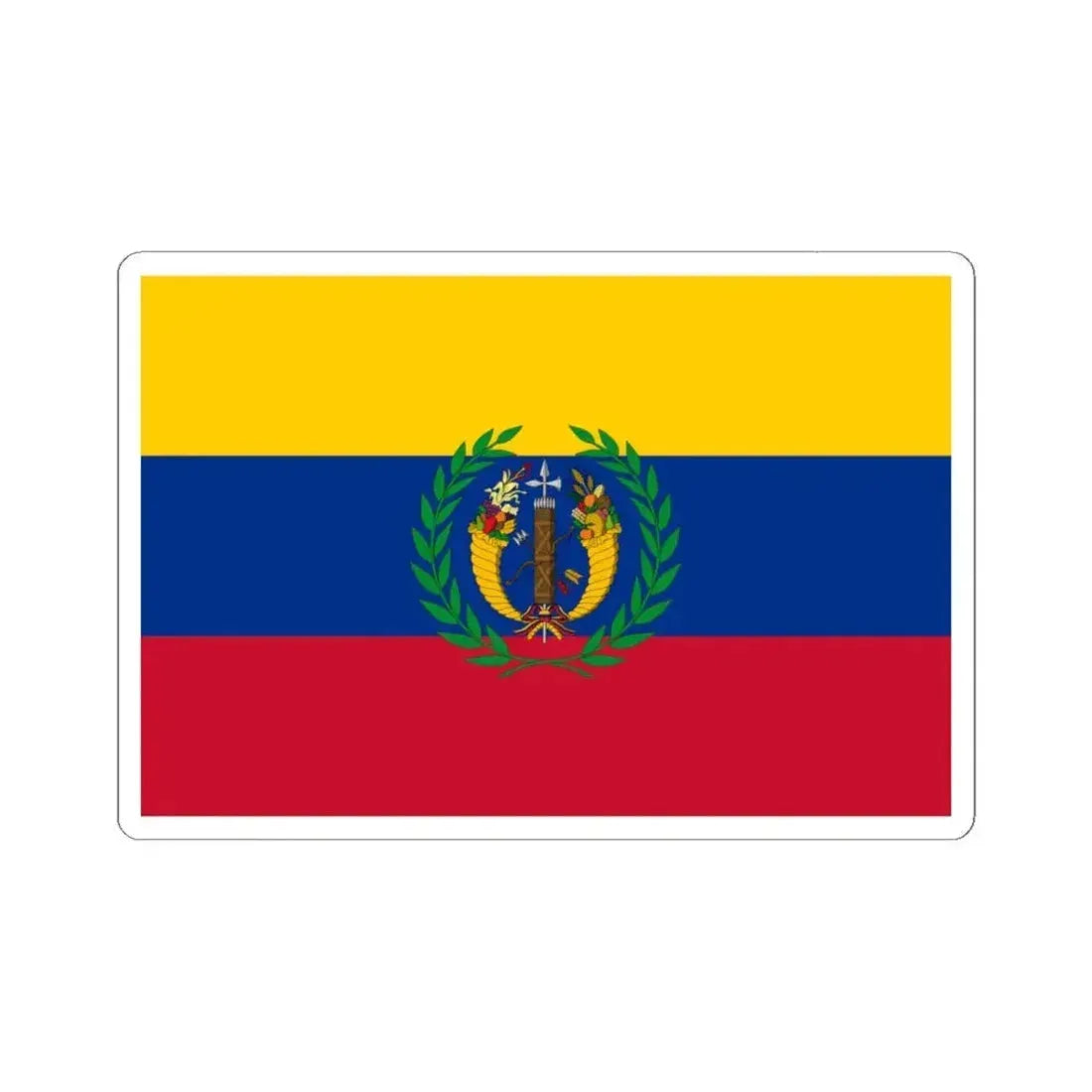 Flag of the Gran Colombia 1821-1830 version 1 recolor (Colombia) STICKER Vinyl Kiss-Cut Decal 6 Inch White - The Sticker Space