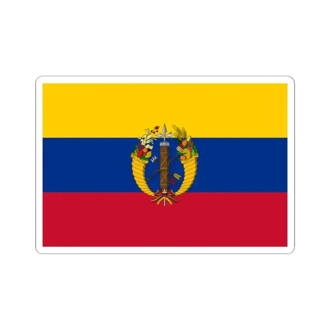 Flag of the Gran Colombia 1821-1830 version 2 recolor (Colombia) STICKER Vinyl Kiss-Cut Decal 2 Inch White - The Sticker Space