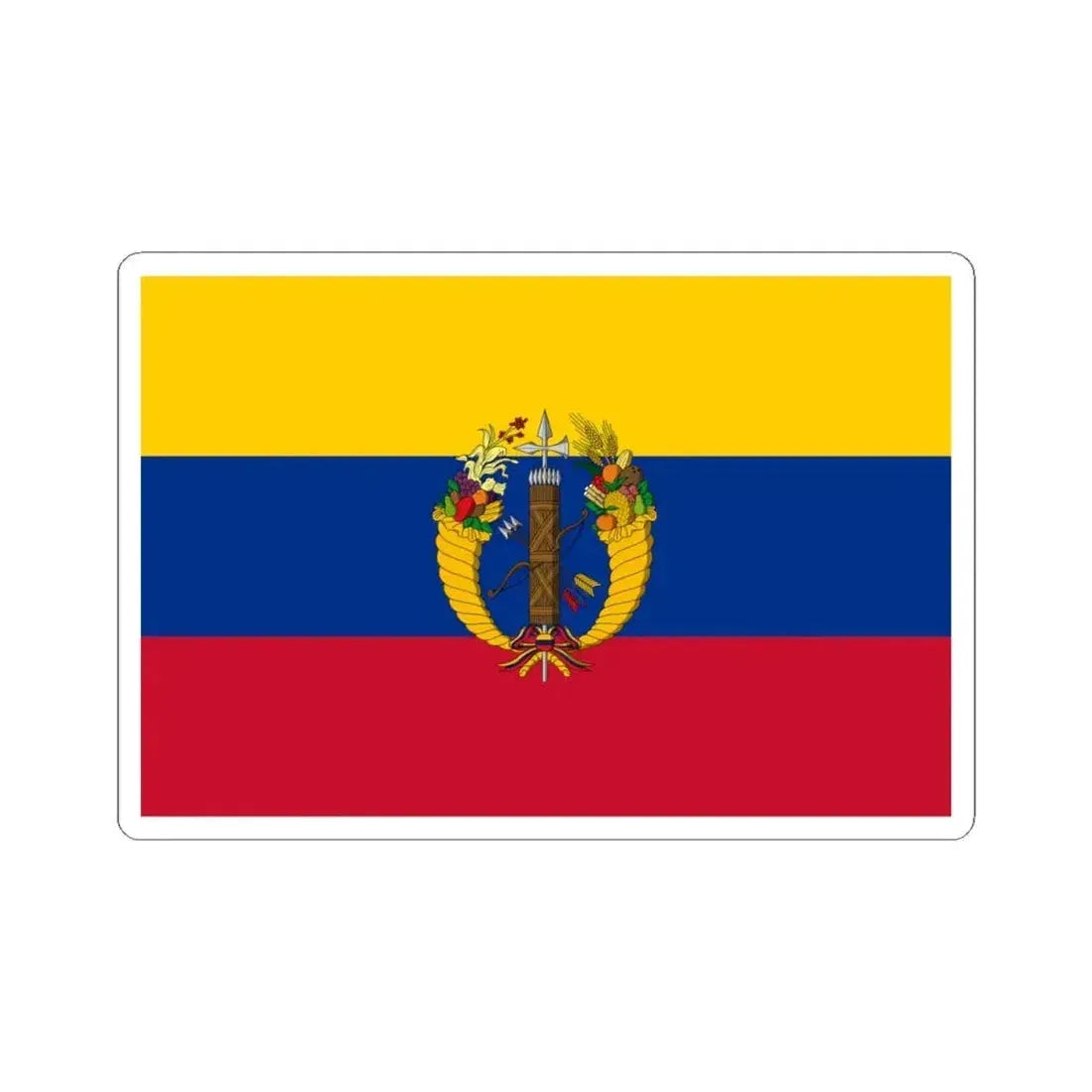 Flag of the Gran Colombia 1821-1830 version 2 recolor (Colombia) STICKER Vinyl Kiss-Cut Decal 4 Inch White - The Sticker Space