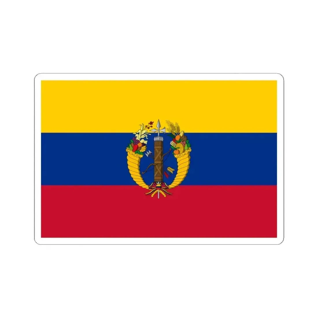 Flag of the Gran Colombia 1821-1830 version 2 recolor (Colombia) STICKER Vinyl Kiss-Cut Decal 6 Inch White - The Sticker Space