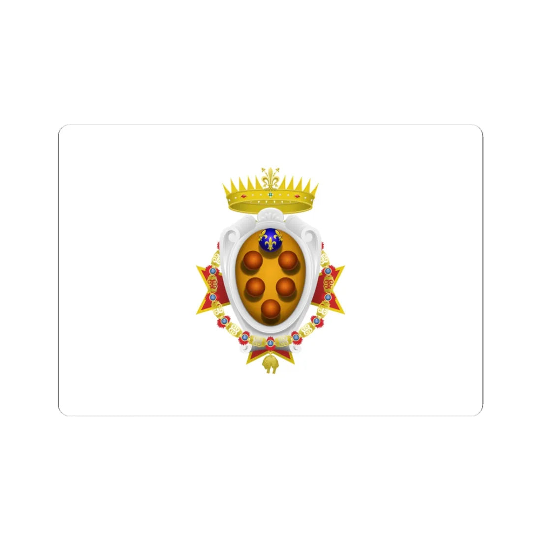 Flag of the Grand Duchy of Tuscany 1562-1737 (Italy) (Coat of Arms) STICKER Vinyl Kiss-Cut Decal 3 Inch White - The Sticker Space