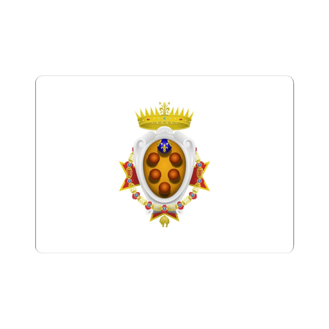 Flag of the Grand Duchy of Tuscany 1562-1737 (Italy) (Coat of Arms) STICKER Vinyl Kiss-Cut Decal 4 Inch White - The Sticker Space
