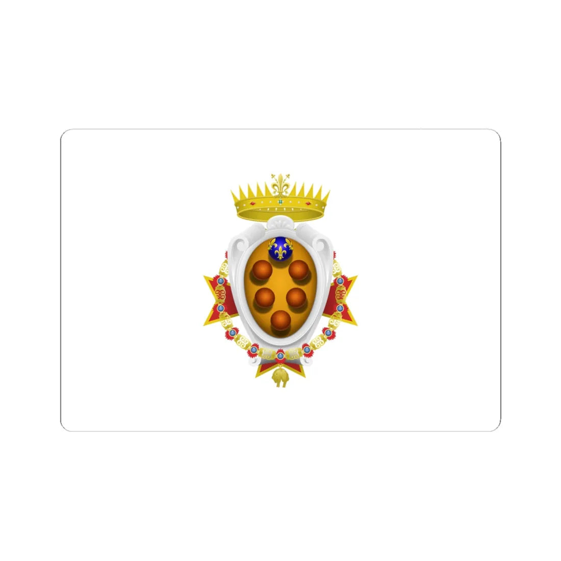 Flag of the Grand Duchy of Tuscany 1562-1737 (Italy) (Coat of Arms) STICKER Vinyl Kiss-Cut Decal 6 Inch White - The Sticker Space