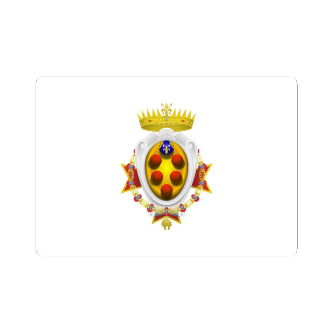 Flag of the Grand Duchy of Tuscany 1562-1737 - type 2 (Italy) (Coat of Arms) STICKER Vinyl Kiss-Cut Decal 2 Inch White - The Sticker Space