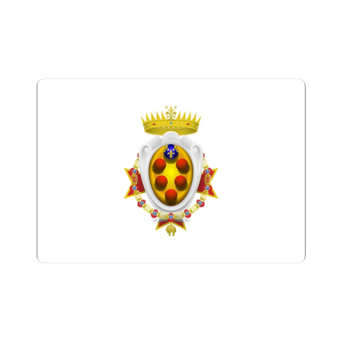 Flag of the Grand Duchy of Tuscany 1562-1737 - type 2 (Italy) (Coat of Arms) STICKER Vinyl Kiss-Cut Decal 3 Inch White - The Sticker Space