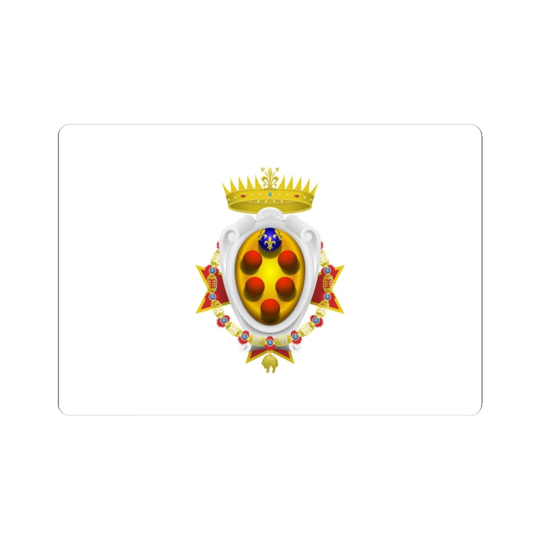 Flag of the Grand Duchy of Tuscany 1562-1737 - type 2 (Italy) (Coat of Arms) STICKER Vinyl Kiss-Cut Decal 4 Inch White - The Sticker Space