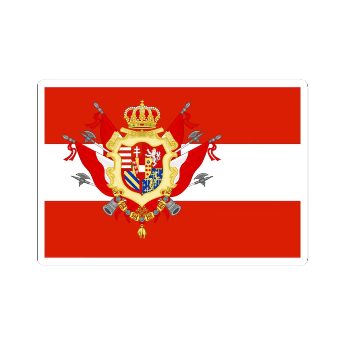Flag of the Grand Duchy of Tuscany with Great Coat of arms (Italy) STICKER Vinyl Kiss-Cut Decal 2 Inch White - The Sticker Space