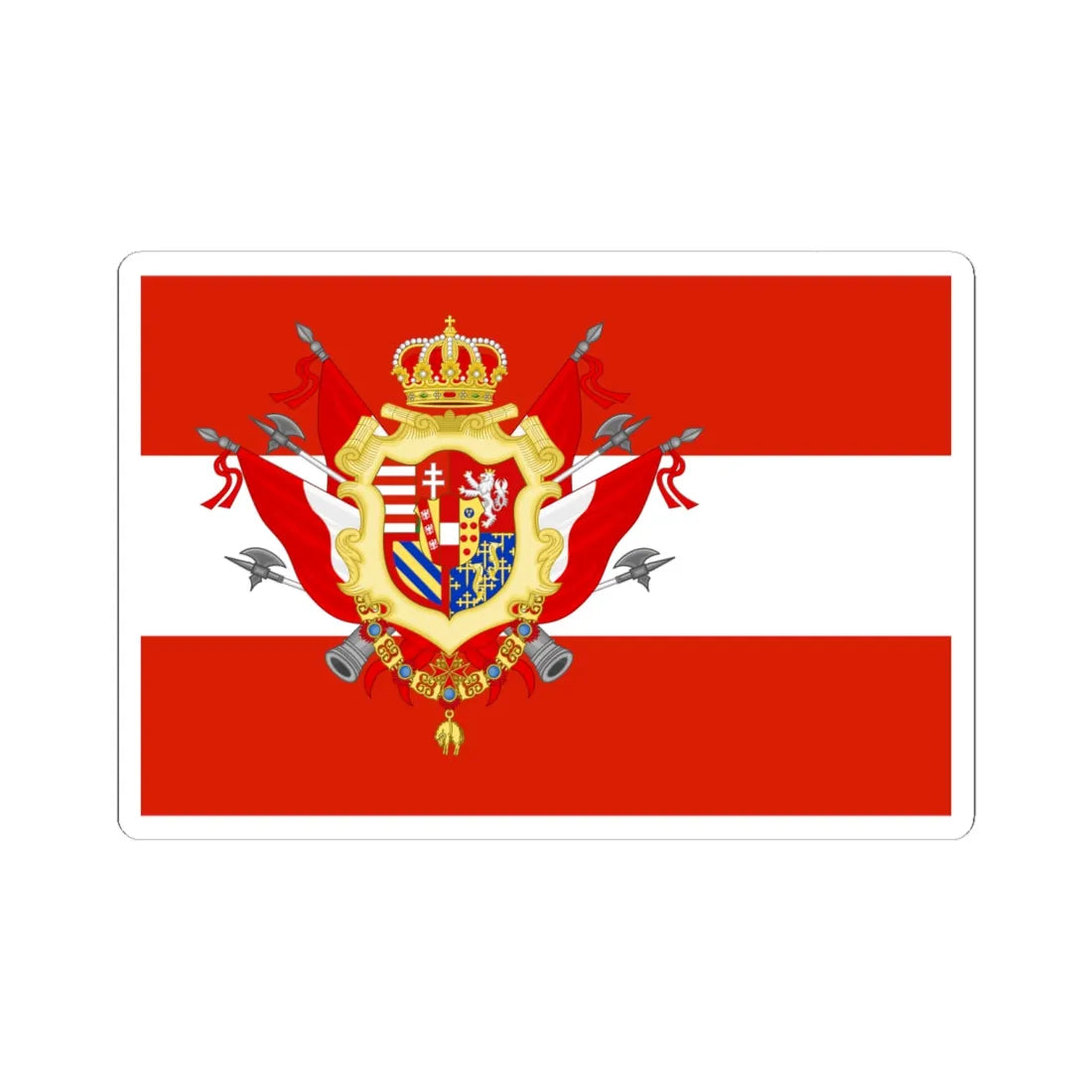 Flag of the Grand Duchy of Tuscany with Great Coat of arms (Italy) STICKER Vinyl Kiss-Cut Decal 6 Inch White - The Sticker Space