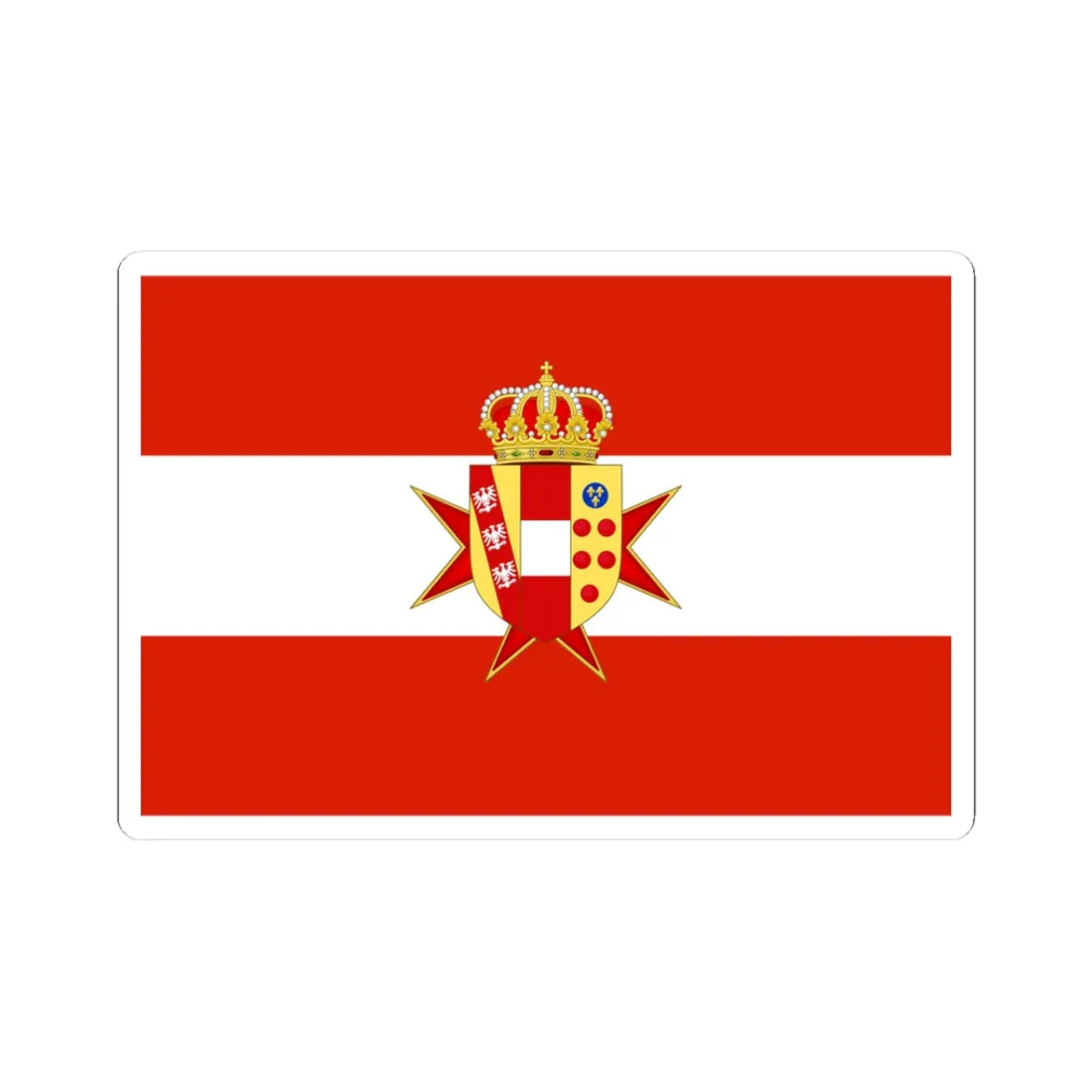 Flag of the Grand Duchy of Tuscany with Lesser Coat of arms (Italy) STICKER Vinyl Kiss-Cut Decal 3 Inch White - The Sticker Space