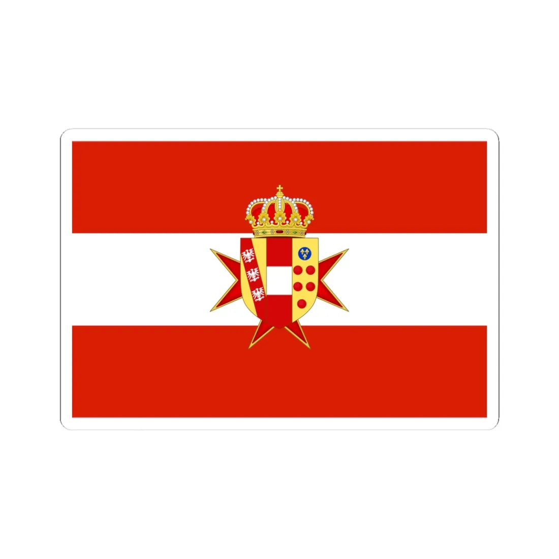 Flag of the Grand Duchy of Tuscany with Lesser Coat of arms (Italy) STICKER Vinyl Kiss-Cut Decal 4 Inch White - The Sticker Space