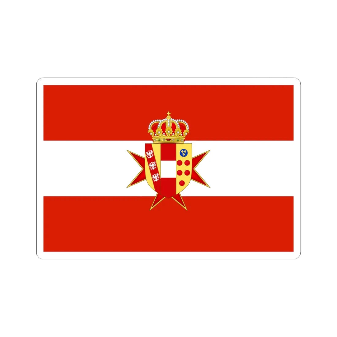 Flag of the Grand Duchy of Tuscany with Lesser Coat of arms (Italy) STICKER Vinyl Kiss-Cut Decal 6 Inch White - The Sticker Space