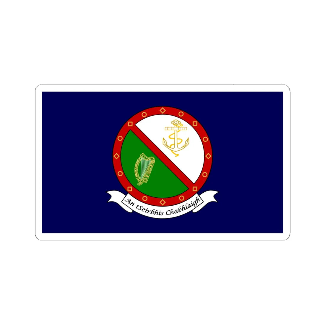 Flag of the Irish Naval Service (Ireland) STICKER Vinyl Kiss-Cut Decal 6 Inch White - The Sticker Space