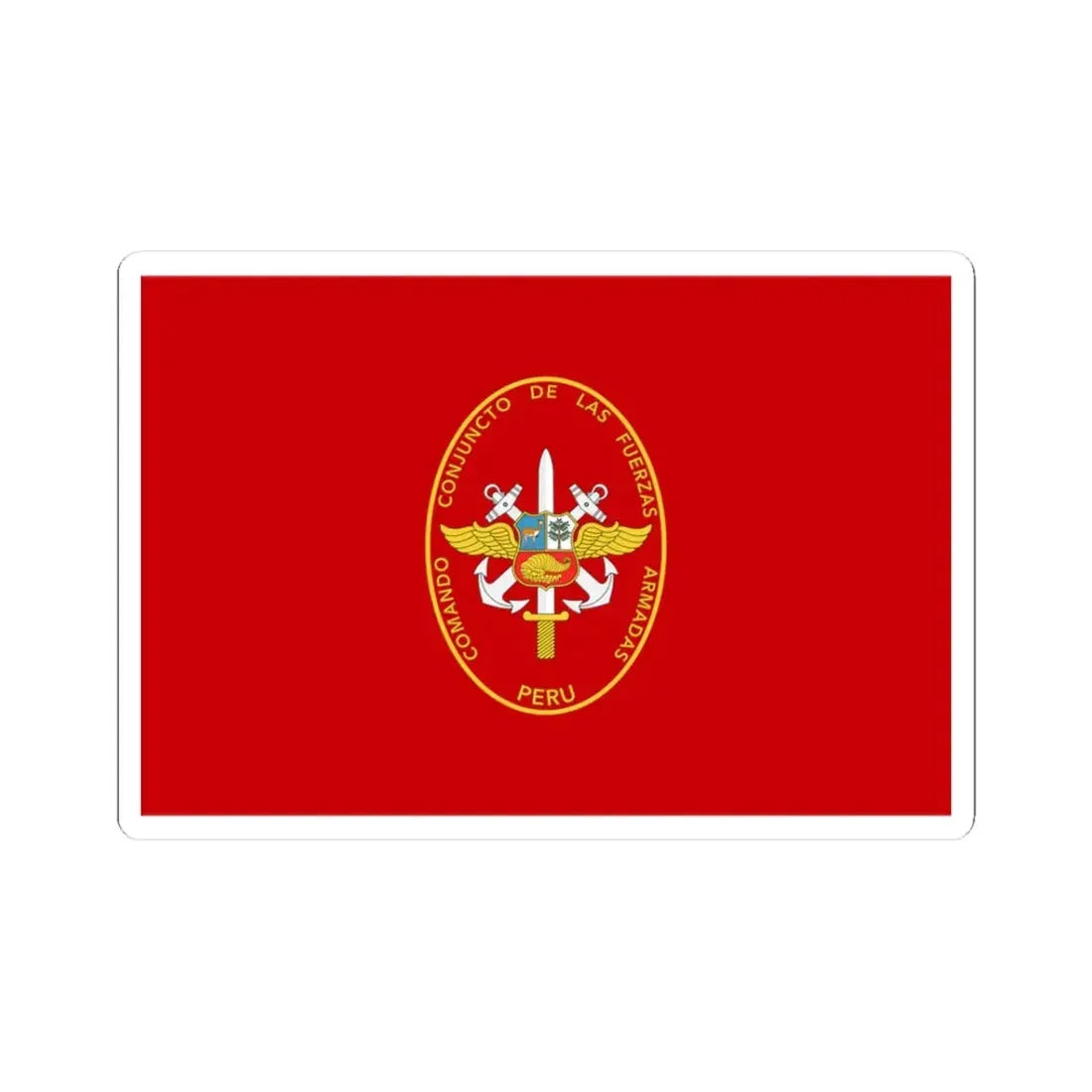 Flag of the Joint Command of the Armed Forces of Peru (Peru) STICKER Vinyl Kiss-Cut Decal 3 Inch White - The Sticker Space