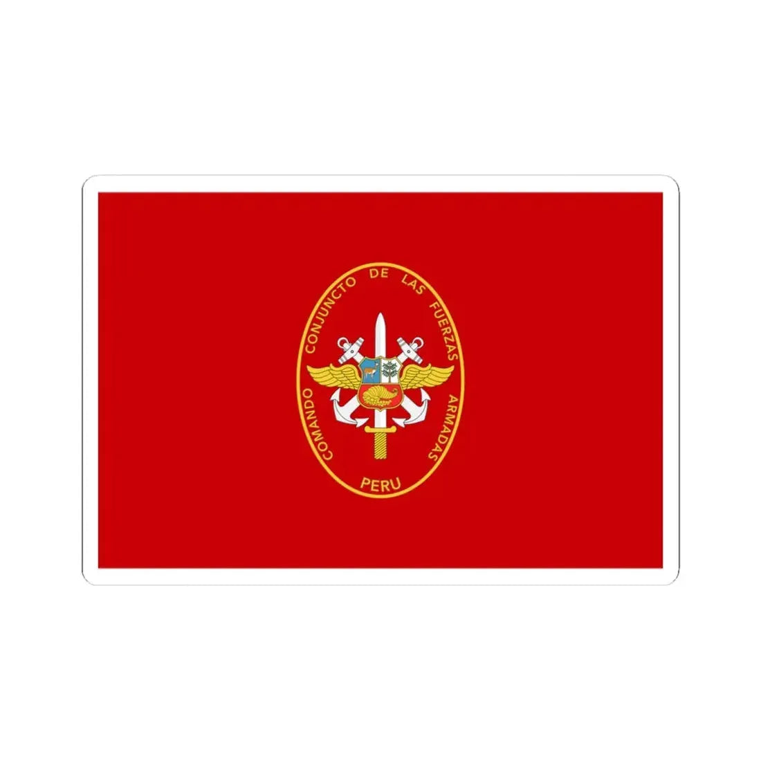 Flag of the Joint Command of the Armed Forces of Peru (Peru) STICKER Vinyl Kiss-Cut Decal 4 Inch White - The Sticker Space