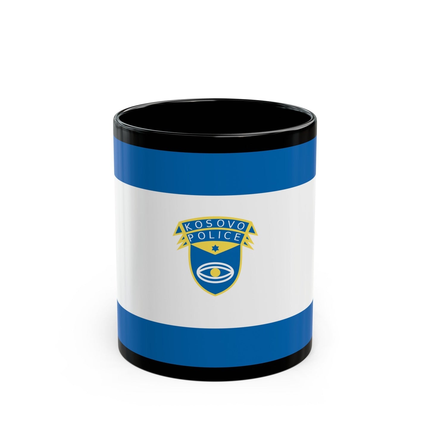 Flag of the Kosovo Police Service - Black Coffee Mug-11oz-The Sticker Space