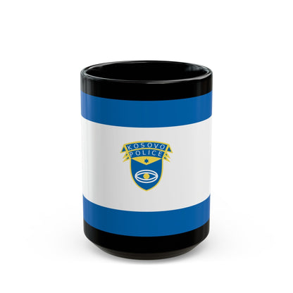 Flag of the Kosovo Police Service - Black Coffee Mug-15oz-The Sticker Space