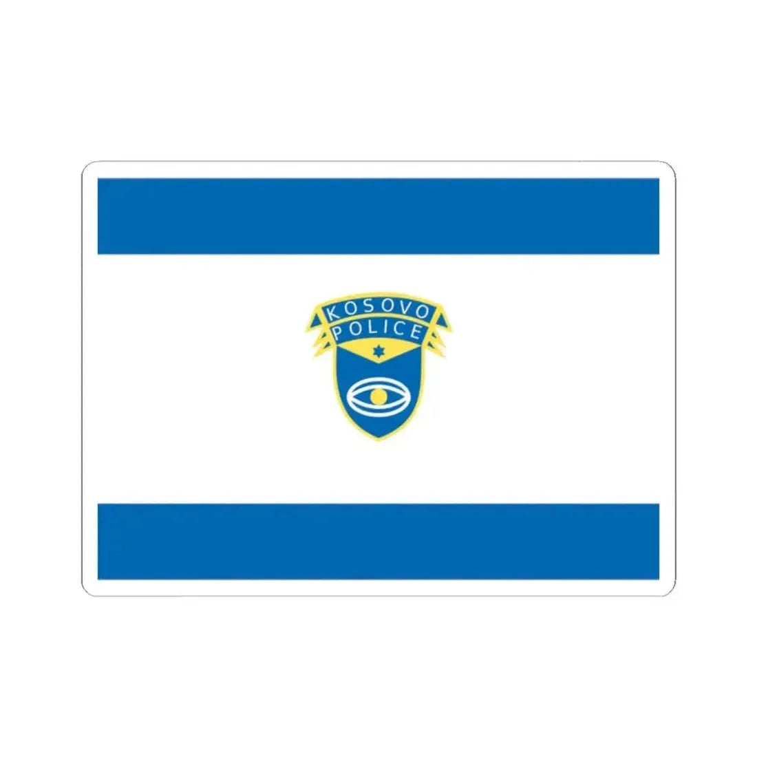 Flag of the Kosovo Police Service - STICKER Vinyl Kiss-Cut Decal 2 Inch White - The Sticker Space