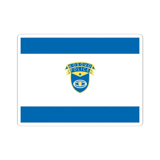 Flag of the Kosovo Police Service - STICKER Vinyl Kiss-Cut Decal 2 Inch White - The Sticker Space
