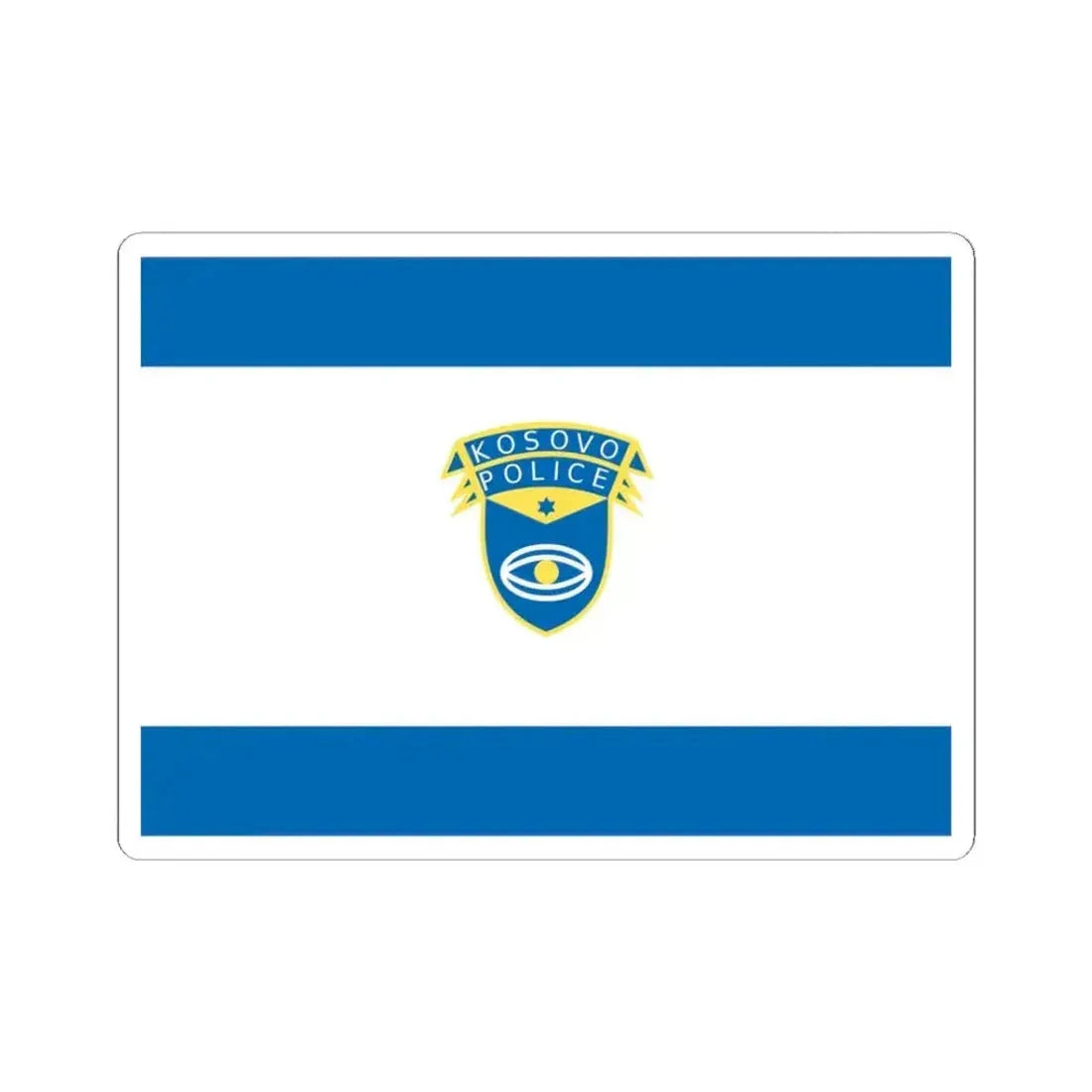 Flag of the Kosovo Police Service - STICKER Vinyl Kiss-Cut Decal 3 Inch White - The Sticker Space