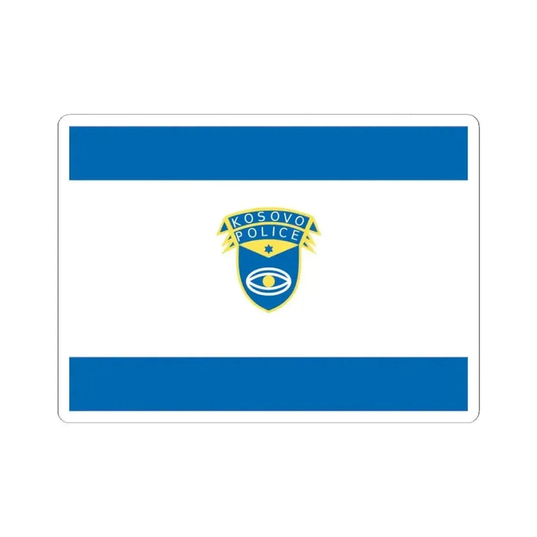 Flag of the Kosovo Police Service - STICKER Vinyl Kiss-Cut Decal 4 Inch White - The Sticker Space