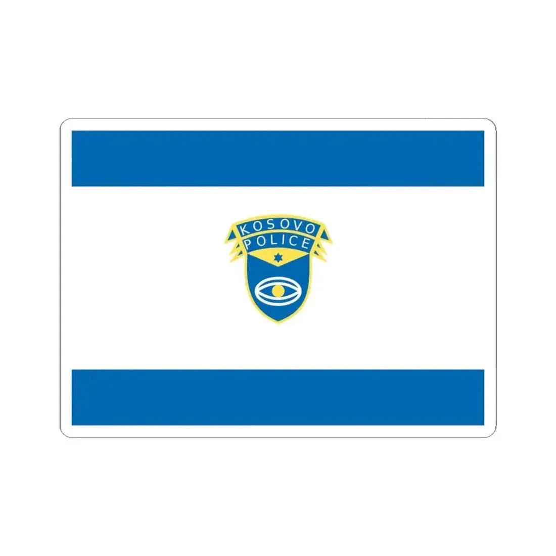 Flag of the Kosovo Police Service - STICKER Vinyl Kiss-Cut Decal 6 Inch White - The Sticker Space