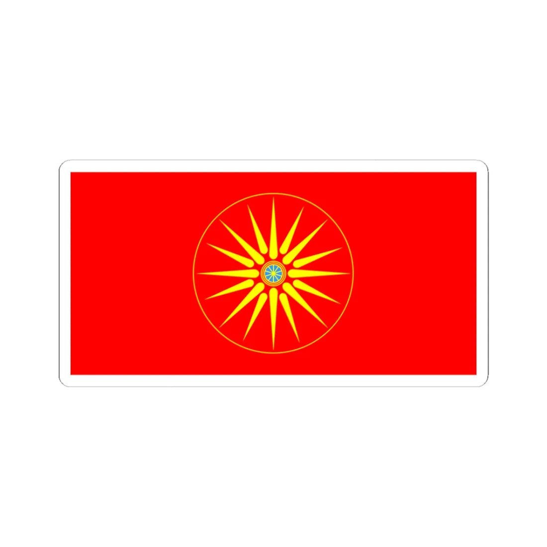 Flag of the Macedonians in Serbia (North Macedonia) STICKER Vinyl Kiss-Cut Decal 3 Inch White - The Sticker Space
