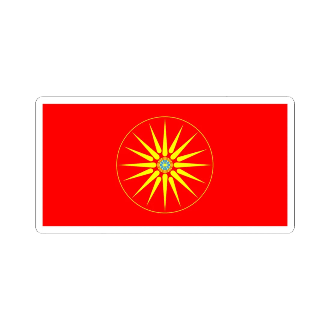 Flag of the Macedonians in Serbia (North Macedonia) STICKER Vinyl Kiss-Cut Decal 4 Inch White - The Sticker Space