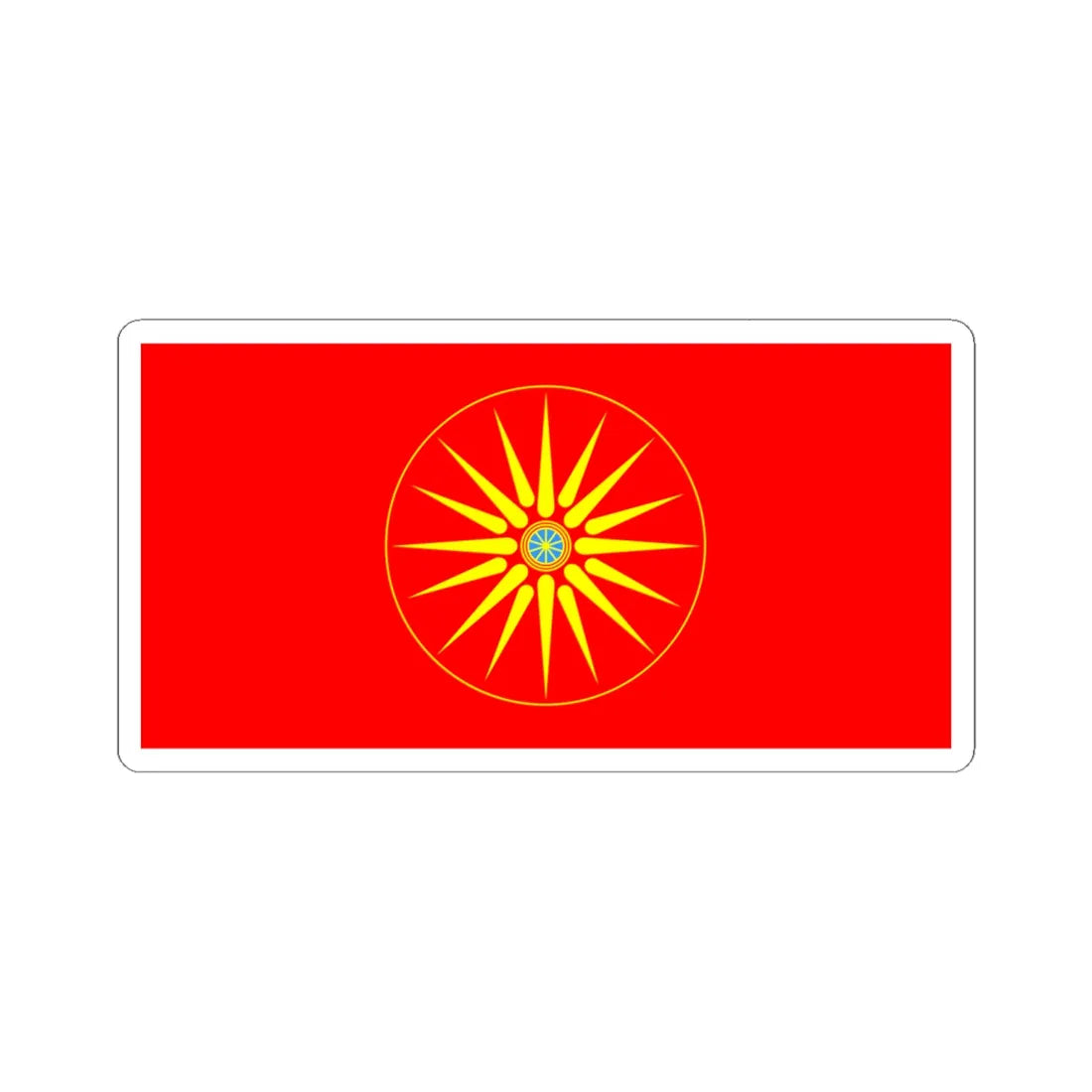 Flag of the Macedonians in Serbia (North Macedonia) STICKER Vinyl Kiss-Cut Decal 6 Inch White - The Sticker Space