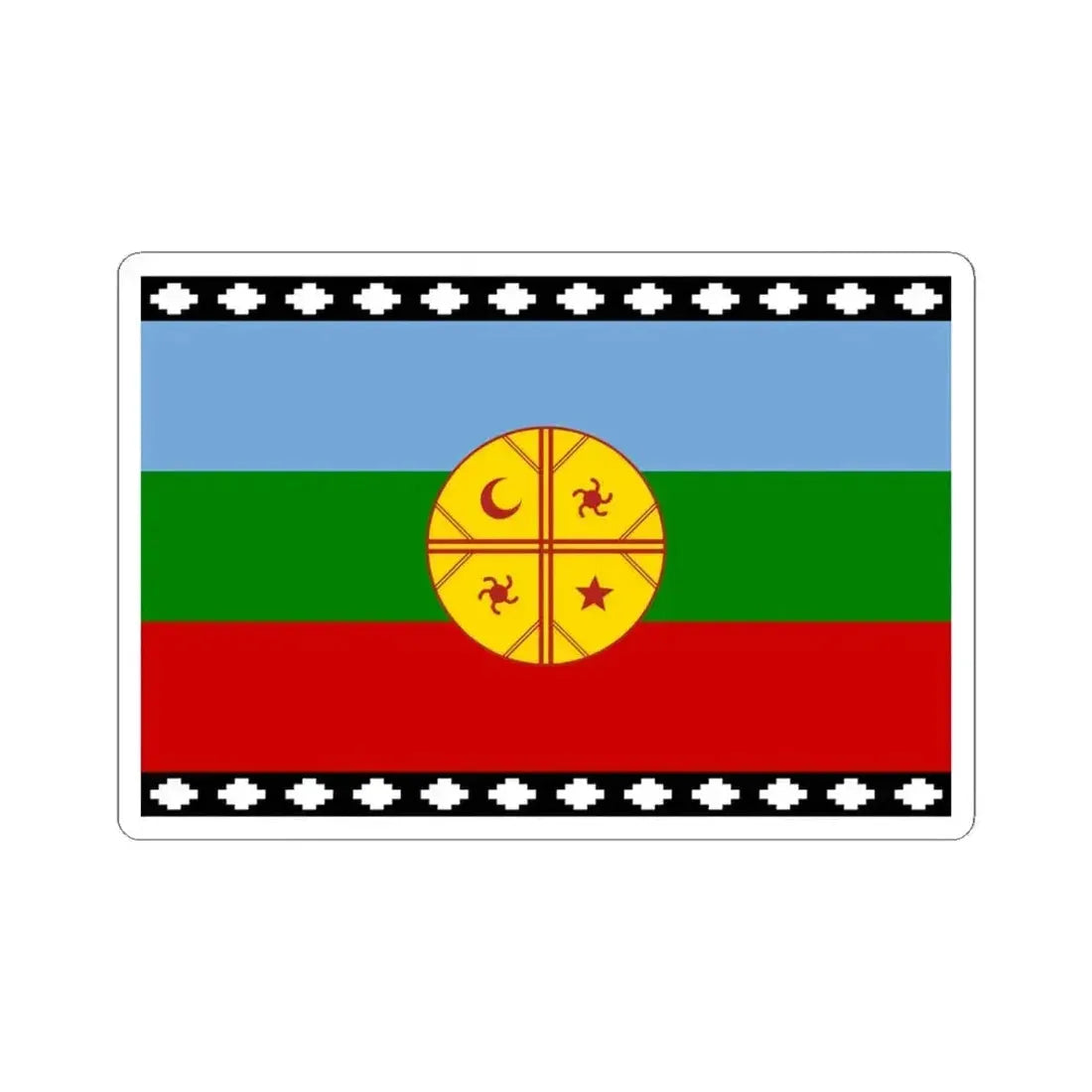 Flag of the Mapuches 1992 (Argentina) STICKER Vinyl Kiss-Cut Decal 4 Inch White - The Sticker Space