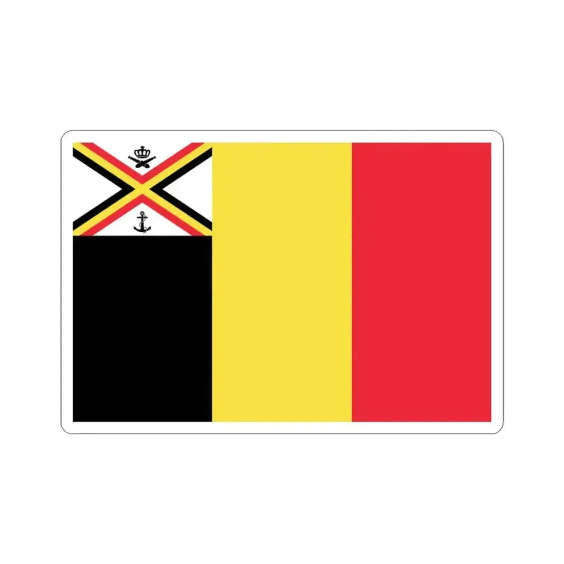 Flag of the Minister of Defence of Belgium 1959-1973 (Belgium) STICKER Vinyl Kiss-Cut Decal 3 Inch White - The Sticker Space
