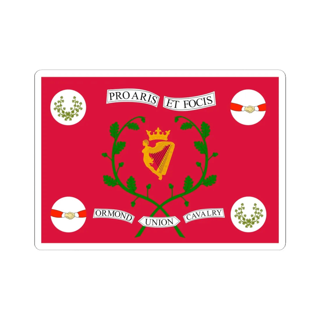 Flag of the Ormond Union Cavalry (Ireland) STICKER Vinyl Kiss-Cut Decal 6 Inch White - The Sticker Space