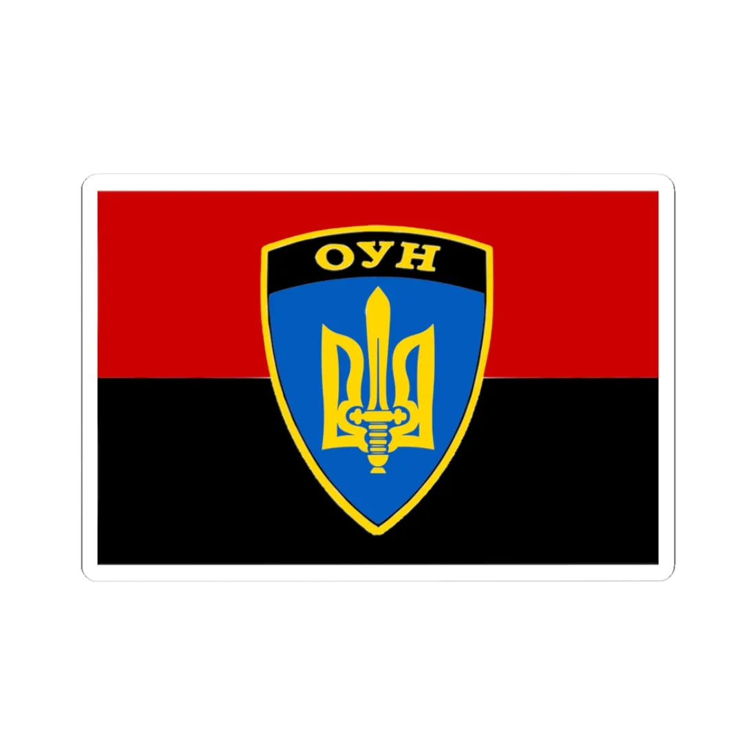 Flag of the OUN Battalion (Ukraine) STICKER Vinyl Kiss-Cut Decal 3 Inch White - The Sticker Space