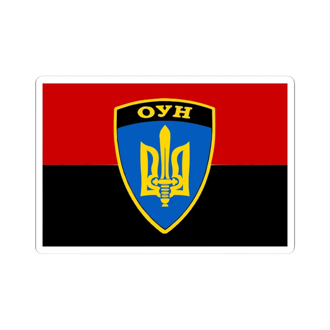 Flag of the OUN Battalion (Ukraine) STICKER Vinyl Kiss-Cut Decal 4 Inch White - The Sticker Space