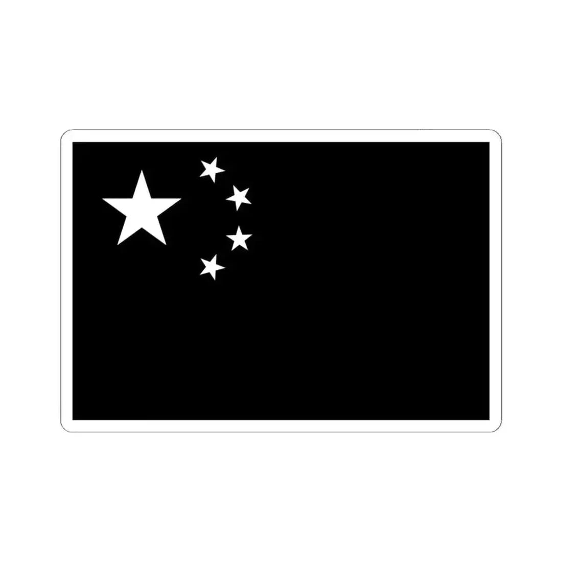 Flag of the Peoples Republic of China black and white variant 1 (China) STICKER Vinyl Kiss-Cut Decal 6 Inch White - The Sticker Space