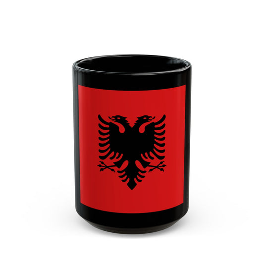 Flag of the President of Albania 1992 to 2002 - Black Coffee Mug-15oz-The Sticker Space