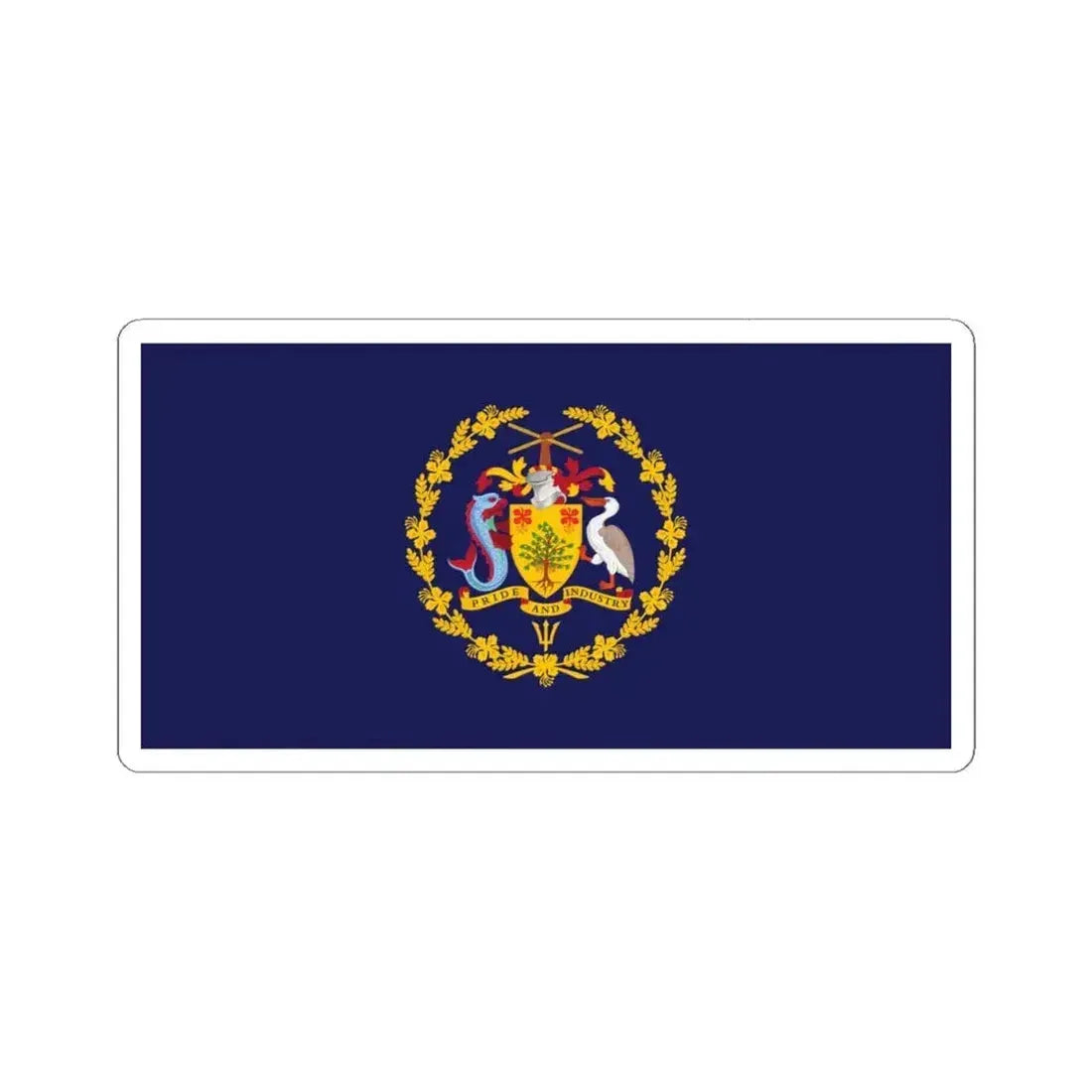 Flag of the President of Barbados (Barbados) STICKER Vinyl Kiss-Cut Decal 4 Inch White - The Sticker Space