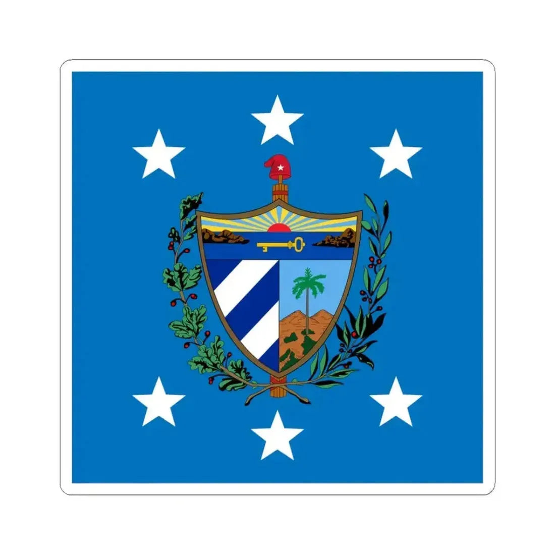 Flag of the President of Cuba (Cuba) STICKER Vinyl Kiss-Cut Decal 3 Inch White - The Sticker Space