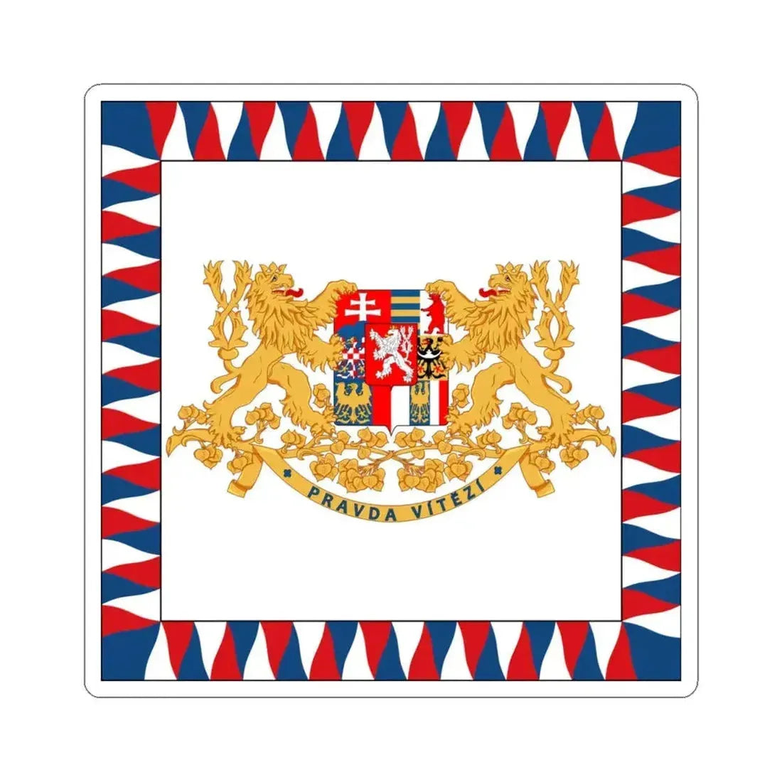 Flag of the President of Czechoslovakia 1918-1939 1945-1960 (Czech Republic) STICKER Vinyl Kiss-Cut Decal 4 Inch White - The Sticker Space