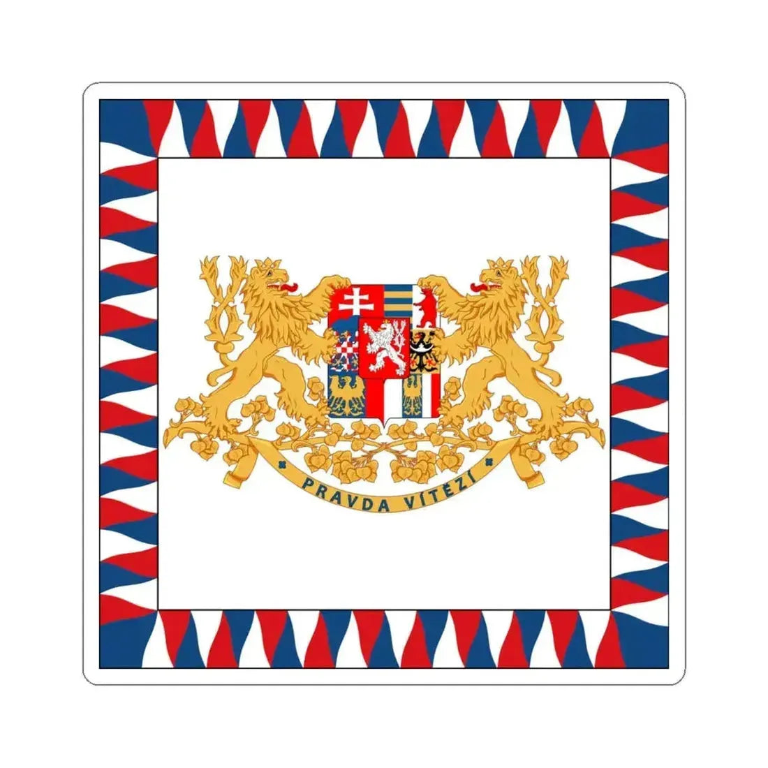 Flag of the President of Czechoslovakia 1918-1939 1945-1960 (Czech Republic) STICKER Vinyl Kiss-Cut Decal 6 Inch White - The Sticker Space