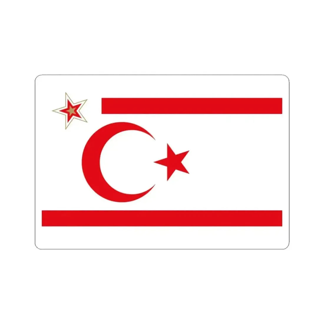 Flag of the President of the Turkish Republic of Northern Cyprus (Cyprus) STICKER Vinyl Kiss-Cut Decal 3 Inch White - The Sticker Space
