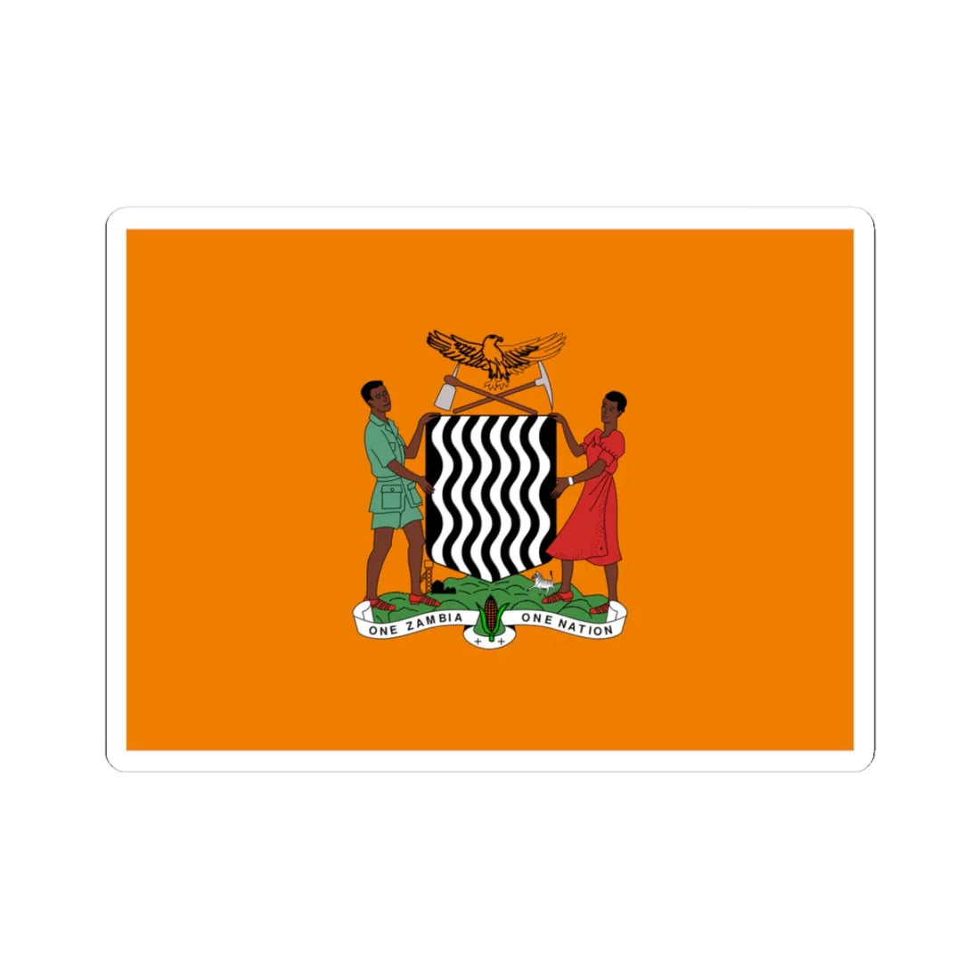 Flag of the President of Zambia (Zambia) (Coat of Arms) STICKER Vinyl Kiss-Cut Decal 3 Inch White - The Sticker Space