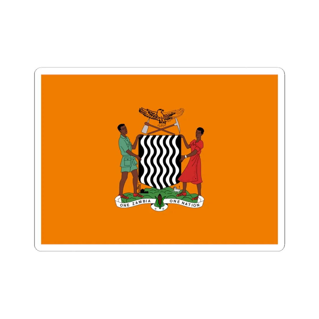 Flag of the President of Zambia (Zambia) (Coat of Arms) STICKER Vinyl Kiss-Cut Decal 6 Inch White - The Sticker Space