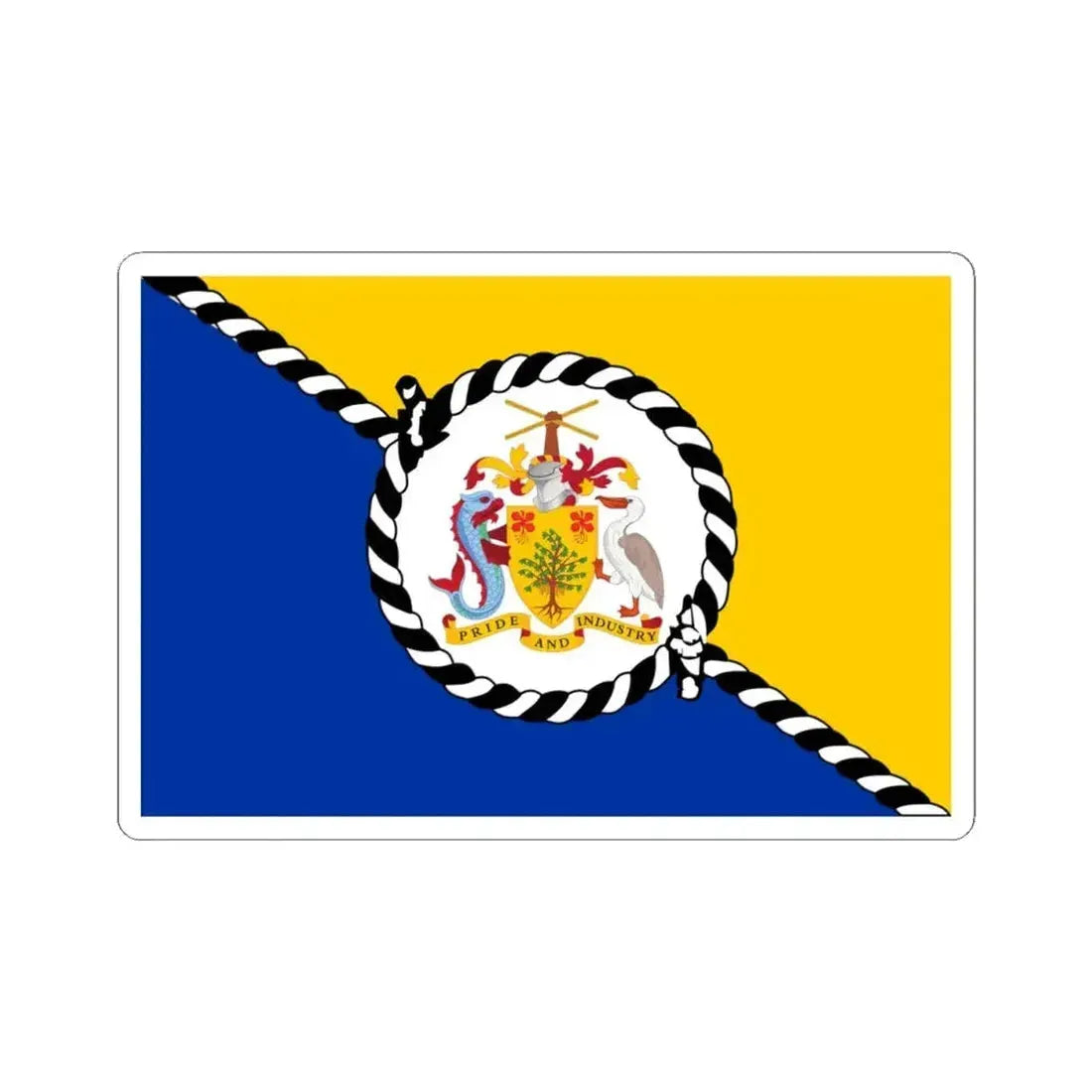 Flag of the Prime Minister of Barbados (Barbados) STICKER Vinyl Kiss-Cut Decal 4 Inch White - The Sticker Space